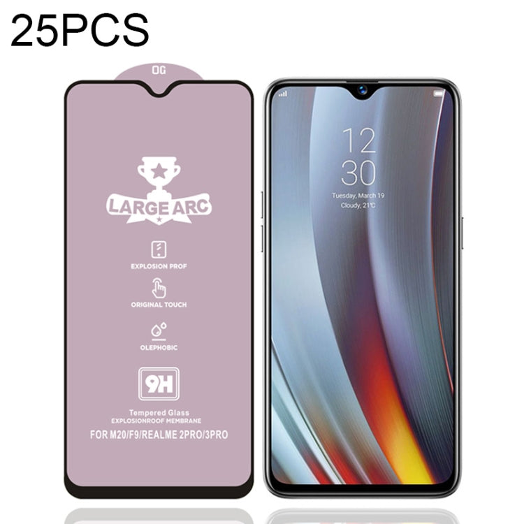 For OPPO Realme 3 Pro 25 PCS 9H HD High Alumina Full Screen Tempered Glass Film