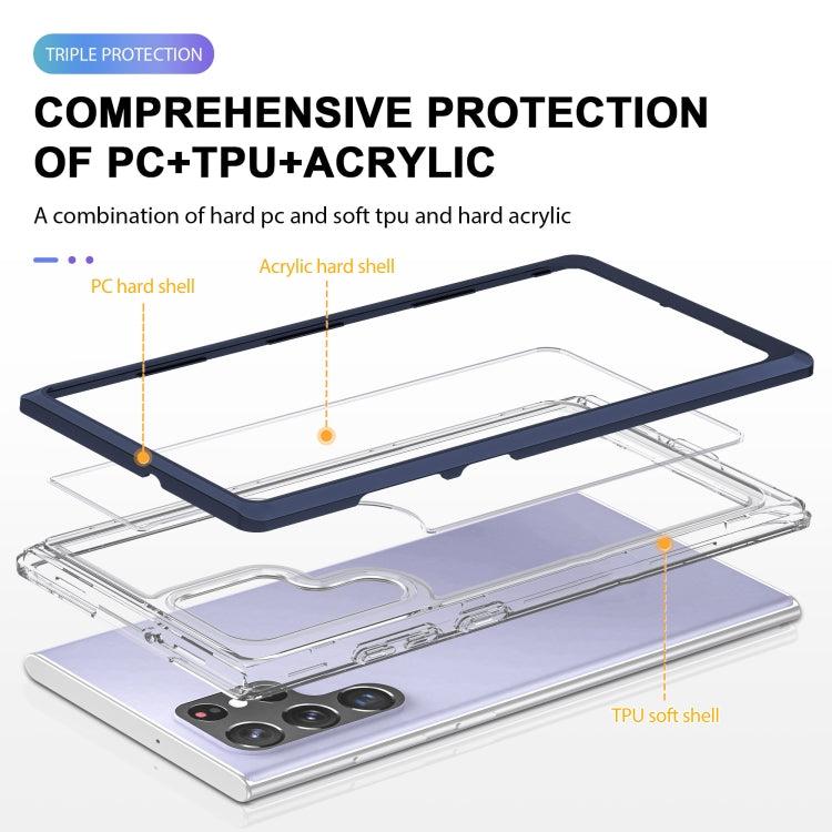 For Samsung Galaxy S22 Ultra 5G Clear Acrylic+PC+TPU Shockproof Phone Case