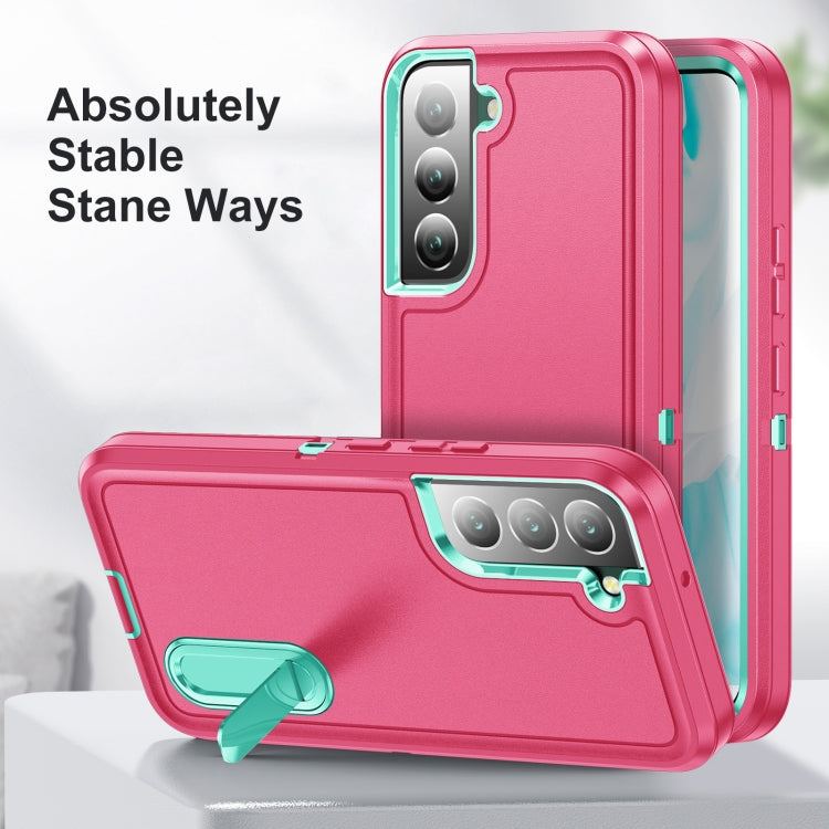 For Samsung Galaxy S22+ 5G 3 in 1 Rugged Holder Phone Case
