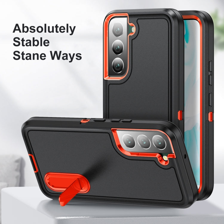 For Samsung Galaxy S22+ 5G 3 in 1 Rugged Holder Phone Case