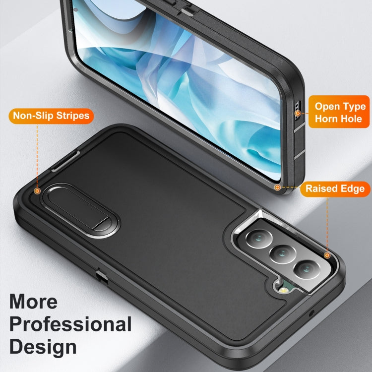 For Samsung Galaxy S22+ 5G 3 in 1 Rugged Holder Phone Case
