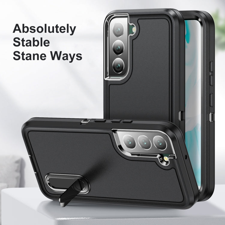 For Samsung Galaxy S22+ 5G 3 in 1 Rugged Holder Phone Case