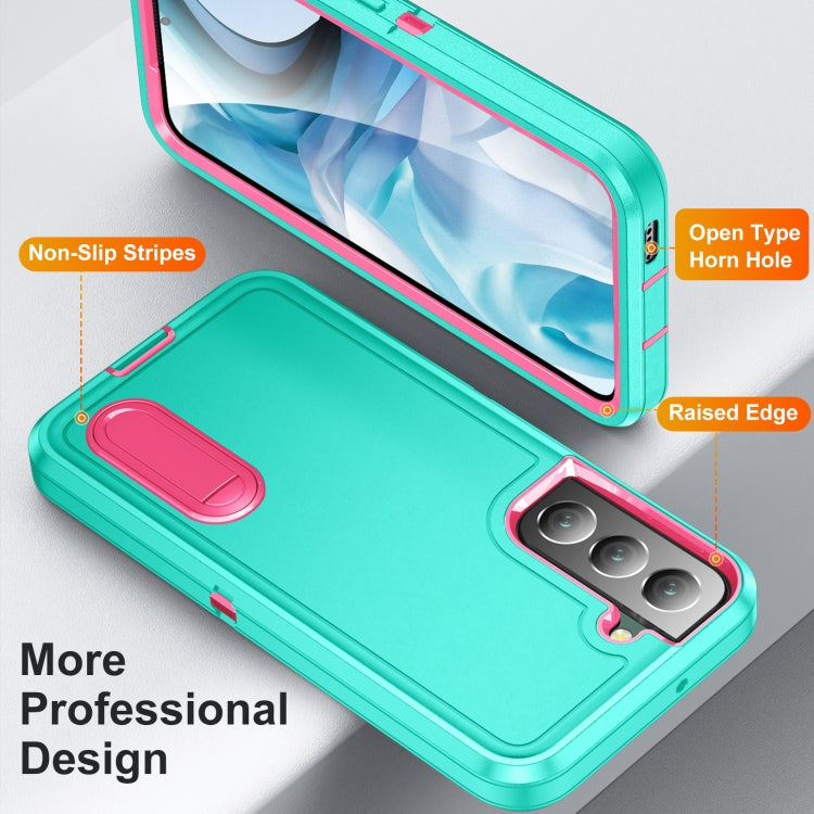 For Samsung Galaxy S22+ 5G 3 in 1 Rugged Holder Phone Case