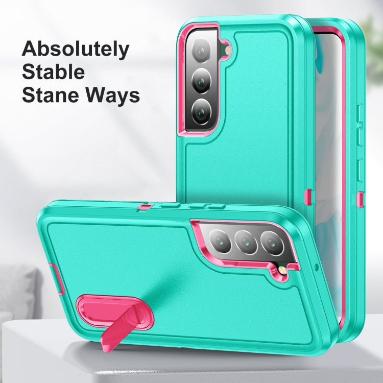 For Samsung Galaxy S22+ 5G 3 in 1 Rugged Holder Phone Case