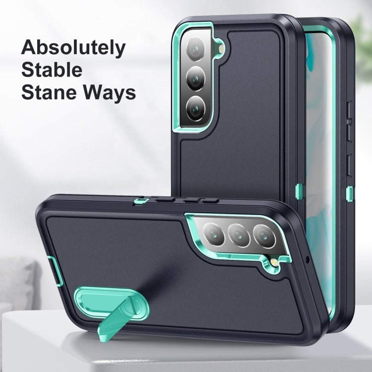 For Samsung Galaxy S22+ 5G 3 in 1 Rugged Holder Phone Case