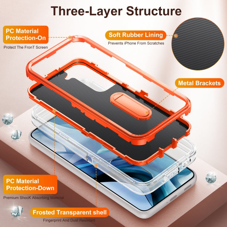 For Samsung Galaxy S22+ 5G 3 in 1 Rugged Holder Phone Case