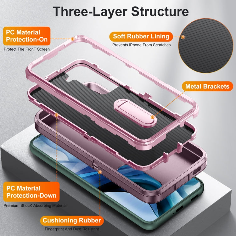 For Samsung Galaxy S22+ 5G 3 in 1 Rugged Holder Phone Case