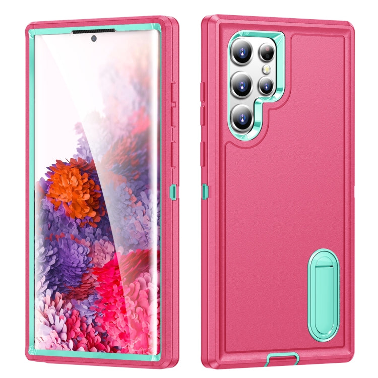 For Samsung Galaxy S22 Ultra 5G 3 in 1 Rugged Holder Phone Case