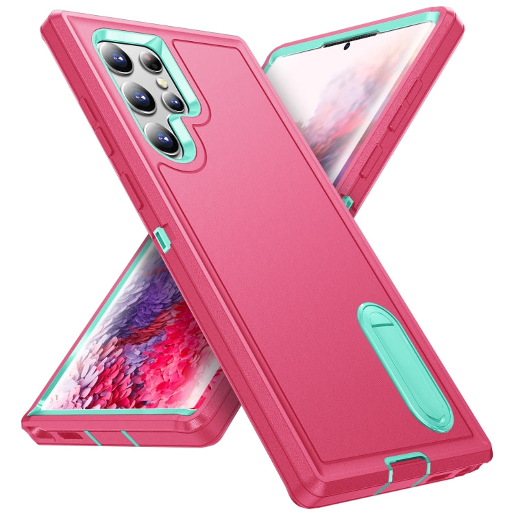 For Samsung Galaxy S22 Ultra 5G 3 in 1 Rugged Holder Phone Case