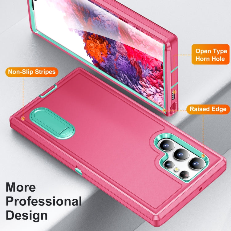 For Samsung Galaxy S22 Ultra 5G 3 in 1 Rugged Holder Phone Case