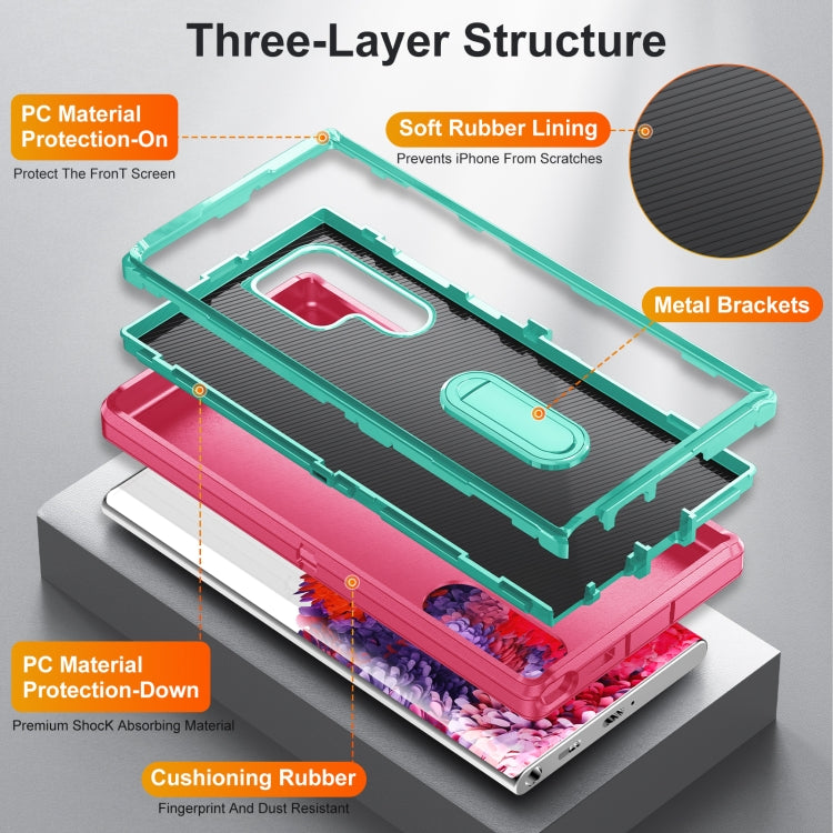 For Samsung Galaxy S22 Ultra 5G 3 in 1 Rugged Holder Phone Case