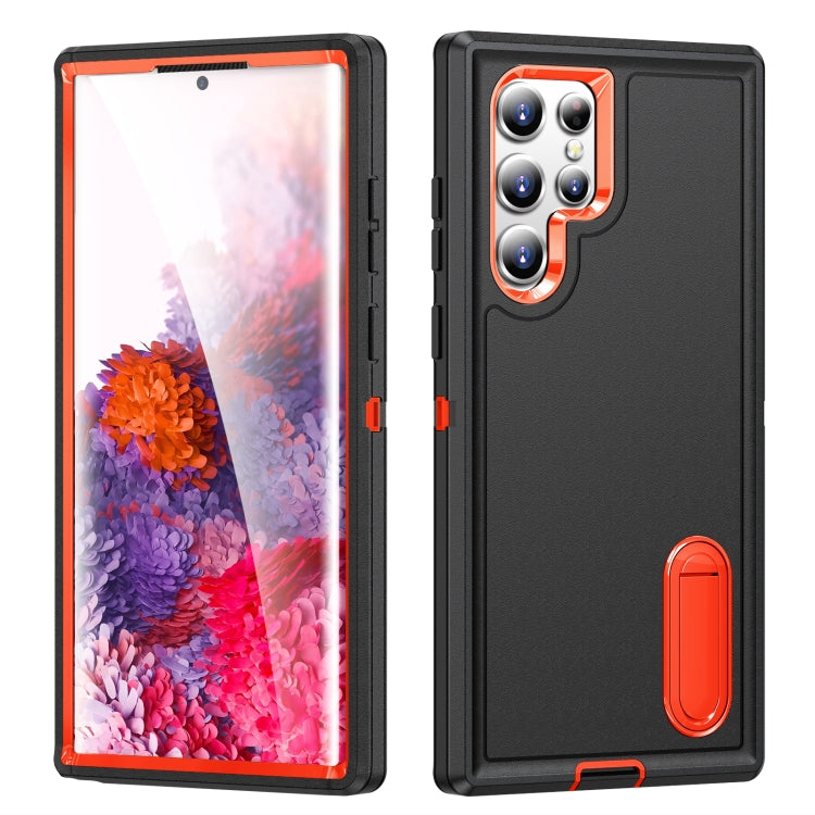 For Samsung Galaxy S22 Ultra 5G 3 in 1 Rugged Holder Phone Case