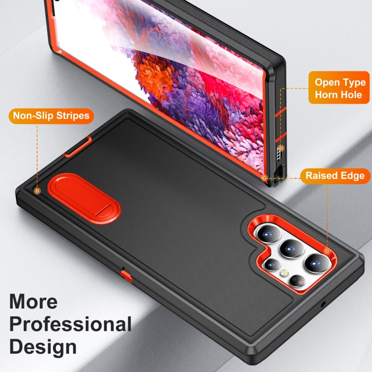 For Samsung Galaxy S22 Ultra 5G 3 in 1 Rugged Holder Phone Case