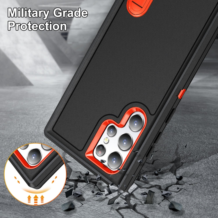 For Samsung Galaxy S22 Ultra 5G 3 in 1 Rugged Holder Phone Case