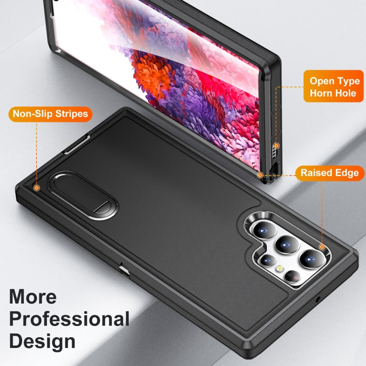 For Samsung Galaxy S22 Ultra 5G 3 in 1 Rugged Holder Phone Case