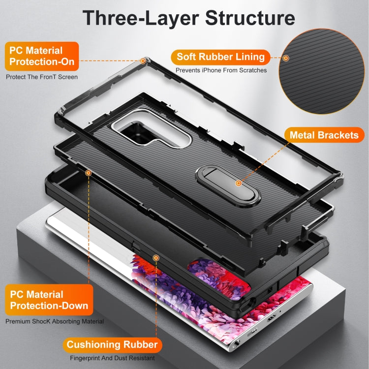 For Samsung Galaxy S22 Ultra 5G 3 in 1 Rugged Holder Phone Case