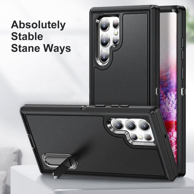 For Samsung Galaxy S22 Ultra 5G 3 in 1 Rugged Holder Phone Case