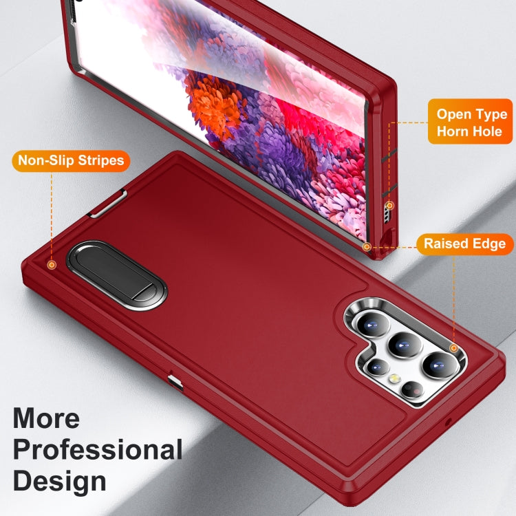 For Samsung Galaxy S22 Ultra 5G 3 in 1 Rugged Holder Phone Case