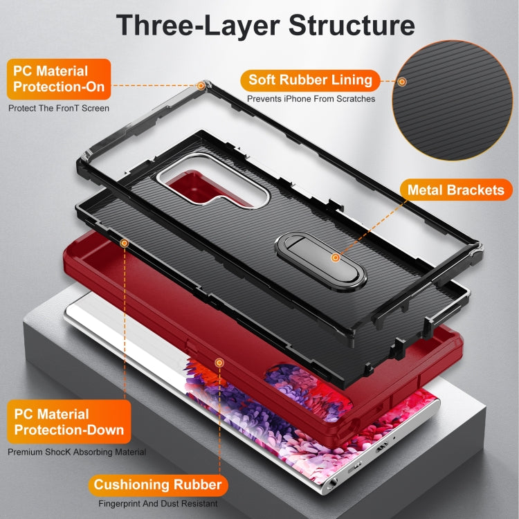 For Samsung Galaxy S22 Ultra 5G 3 in 1 Rugged Holder Phone Case