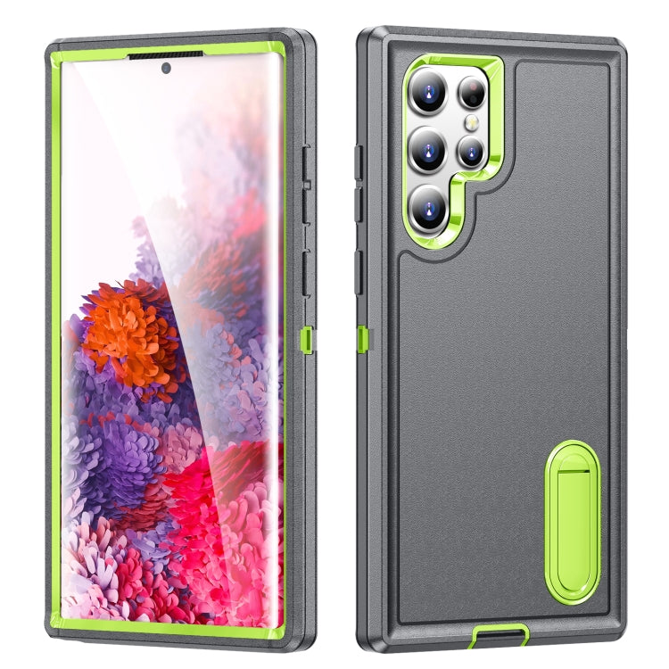 For Samsung Galaxy S22 Ultra 5G 3 in 1 Rugged Holder Phone Case