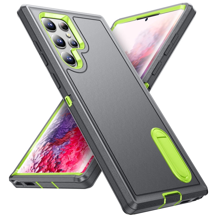 For Samsung Galaxy S22 Ultra 5G 3 in 1 Rugged Holder Phone Case