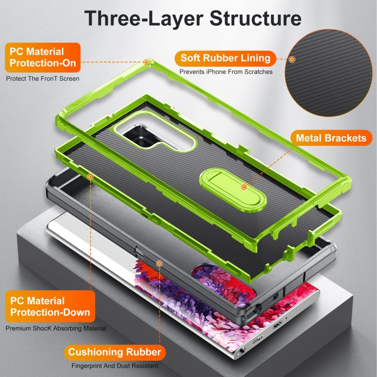 For Samsung Galaxy S22 Ultra 5G 3 in 1 Rugged Holder Phone Case