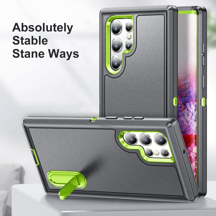 For Samsung Galaxy S22 Ultra 5G 3 in 1 Rugged Holder Phone Case