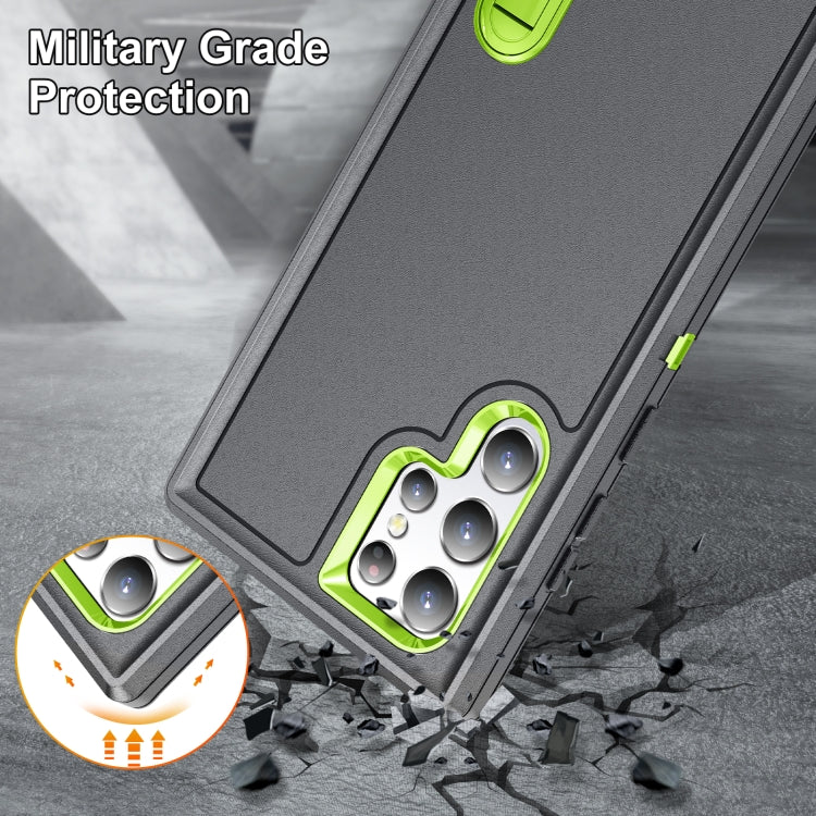 For Samsung Galaxy S22 Ultra 5G 3 in 1 Rugged Holder Phone Case