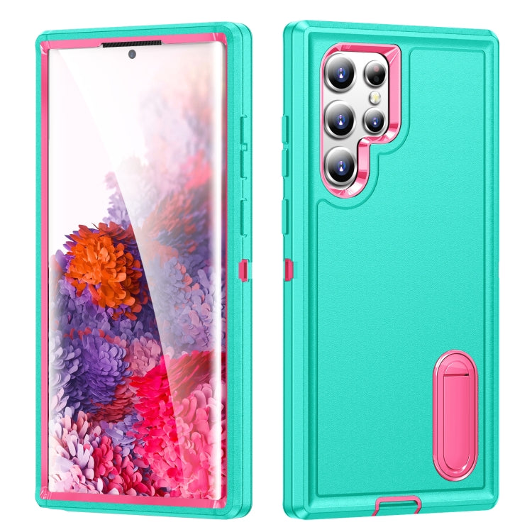 For Samsung Galaxy S22 Ultra 5G 3 in 1 Rugged Holder Phone Case