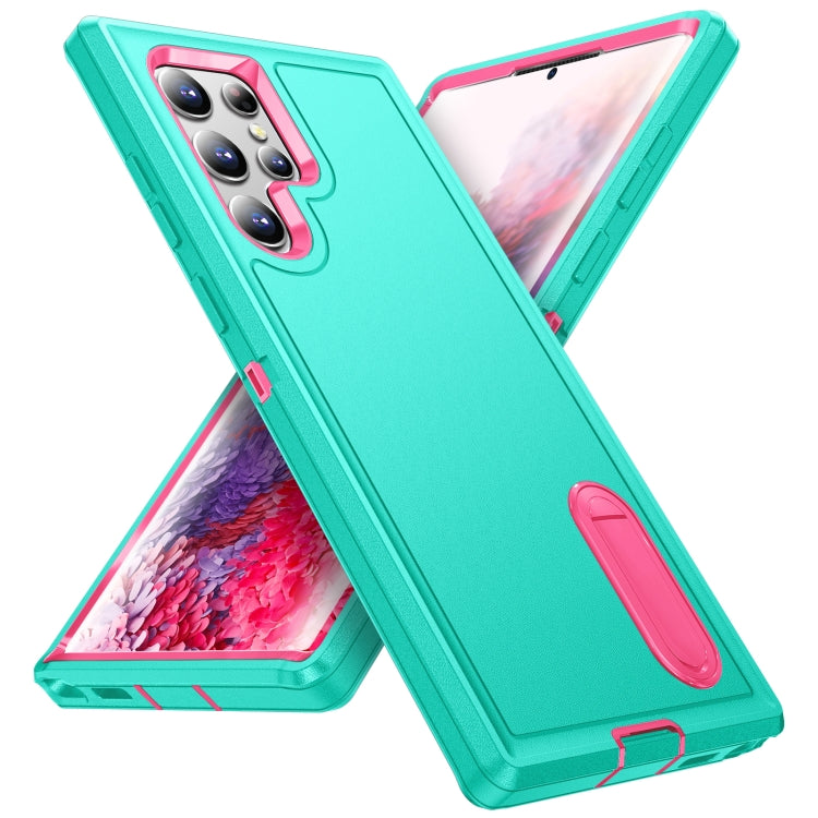 For Samsung Galaxy S22 Ultra 5G 3 in 1 Rugged Holder Phone Case