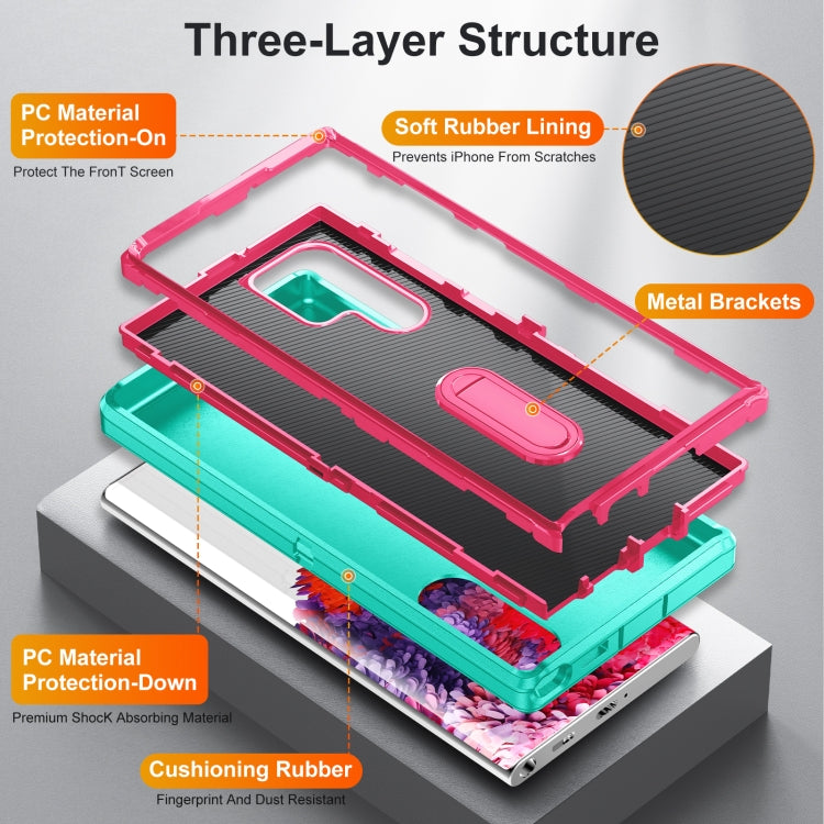 For Samsung Galaxy S22 Ultra 5G 3 in 1 Rugged Holder Phone Case