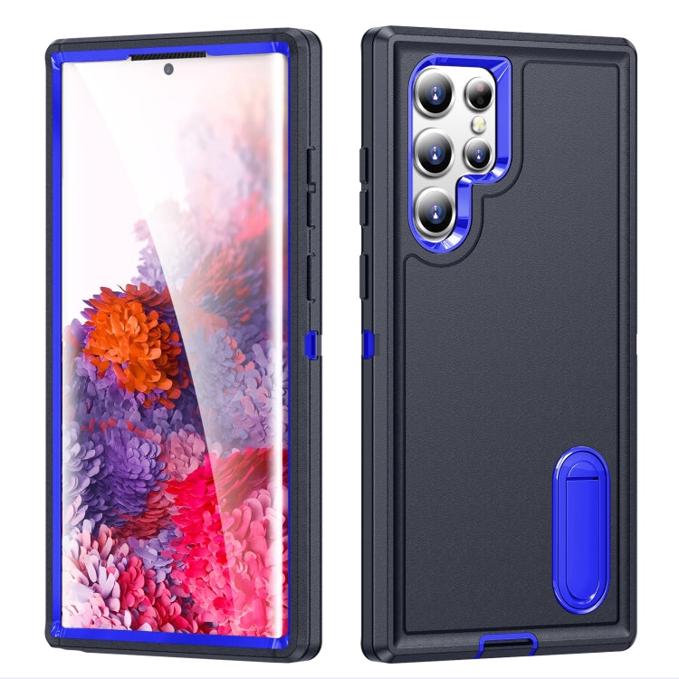 For Samsung Galaxy S22 Ultra 5G 3 in 1 Rugged Holder Phone Case