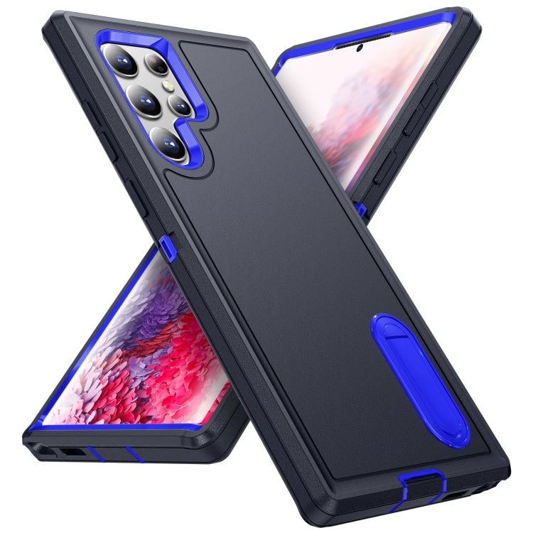 For Samsung Galaxy S22 Ultra 5G 3 in 1 Rugged Holder Phone Case