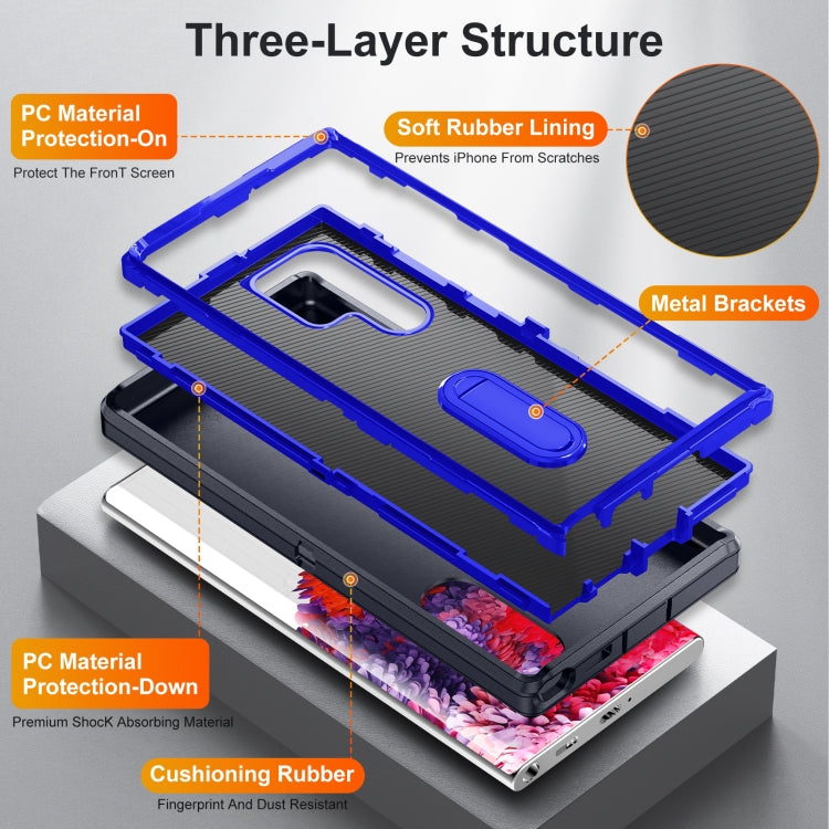 For Samsung Galaxy S22 Ultra 5G 3 in 1 Rugged Holder Phone Case