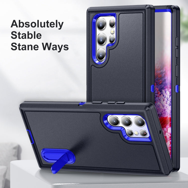 For Samsung Galaxy S22 Ultra 5G 3 in 1 Rugged Holder Phone Case