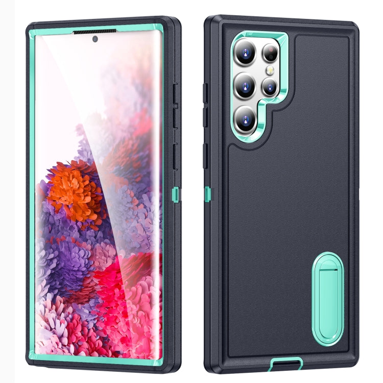 For Samsung Galaxy S22 Ultra 5G 3 in 1 Rugged Holder Phone Case