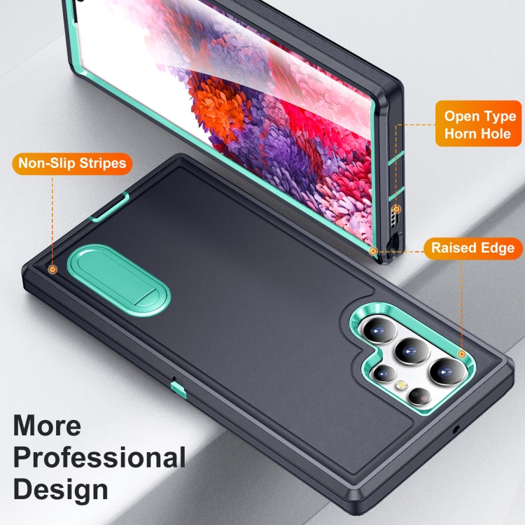 For Samsung Galaxy S22 Ultra 5G 3 in 1 Rugged Holder Phone Case
