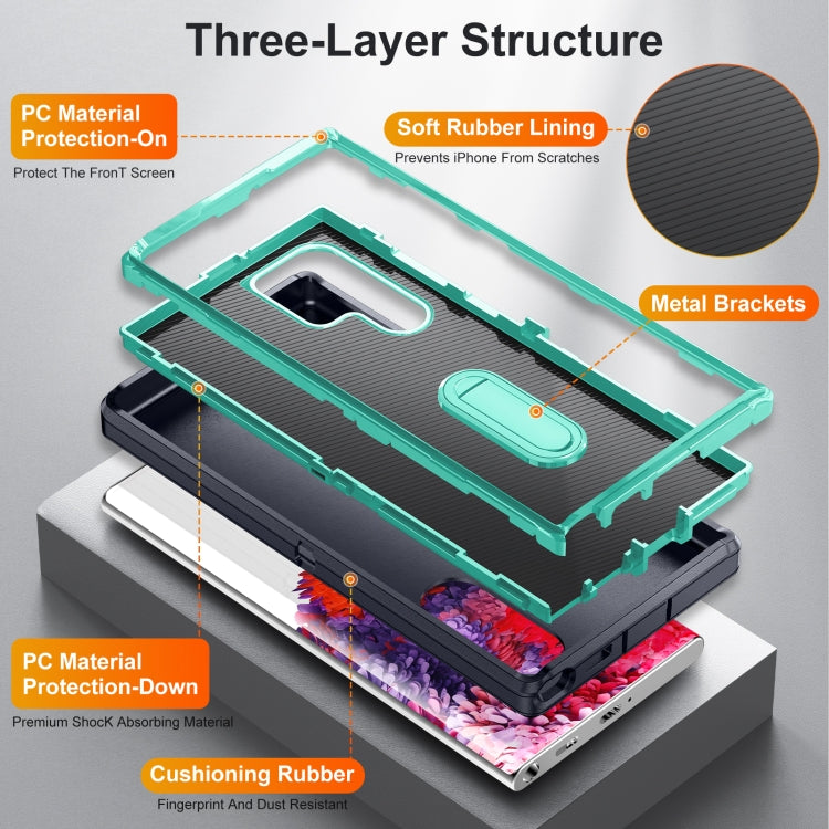 For Samsung Galaxy S22 Ultra 5G 3 in 1 Rugged Holder Phone Case