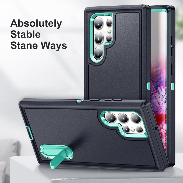 For Samsung Galaxy S22 Ultra 5G 3 in 1 Rugged Holder Phone Case
