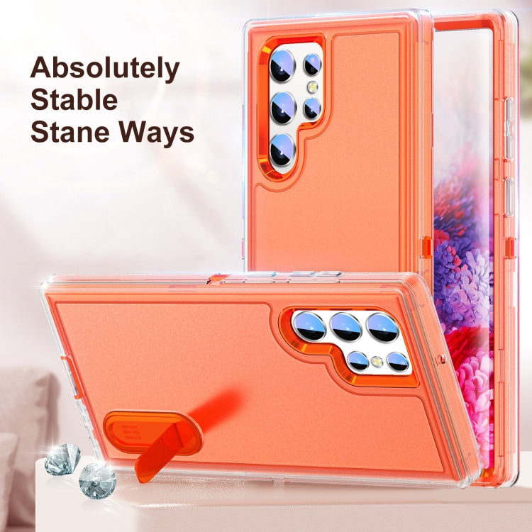 For Samsung Galaxy S22 Ultra 5G 3 in 1 Rugged Holder Phone Case