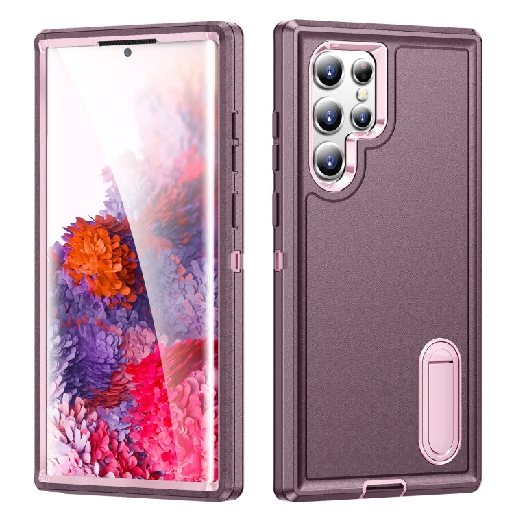 For Samsung Galaxy S22 Ultra 5G 3 in 1 Rugged Holder Phone Case