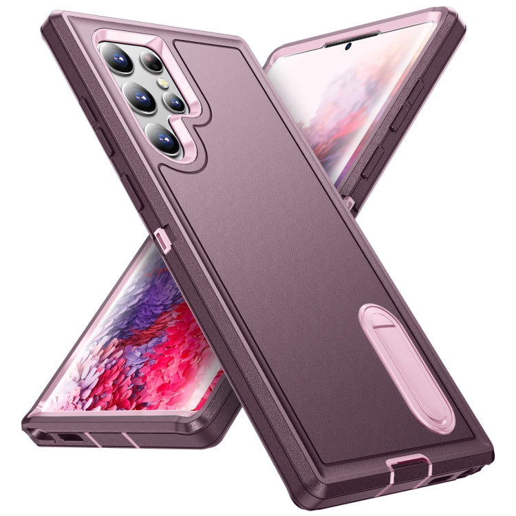 For Samsung Galaxy S22 Ultra 5G 3 in 1 Rugged Holder Phone Case