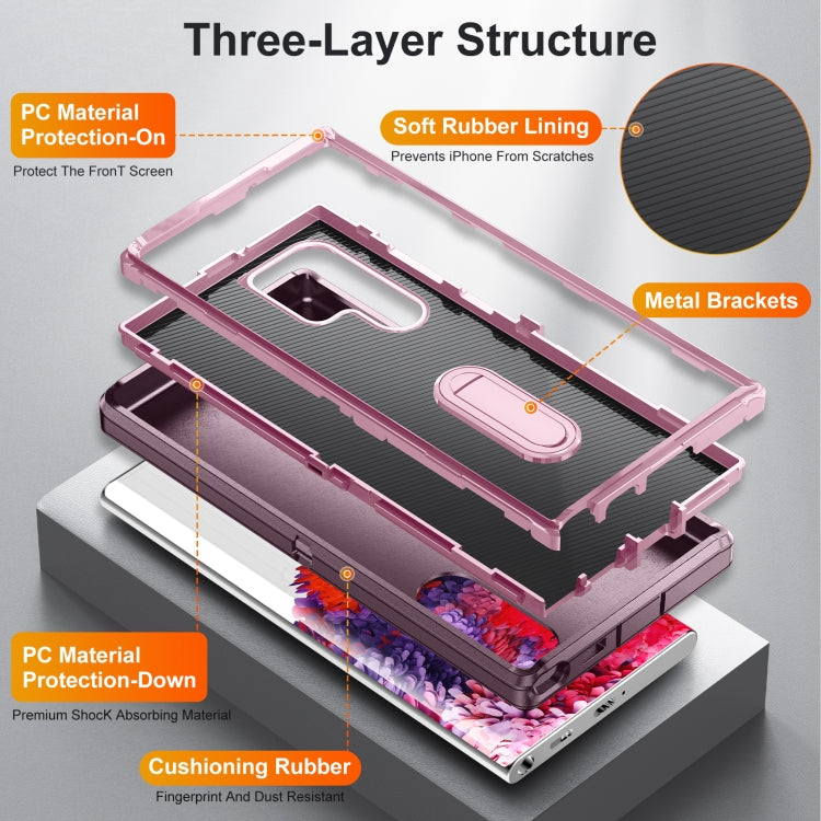 For Samsung Galaxy S22 Ultra 5G 3 in 1 Rugged Holder Phone Case