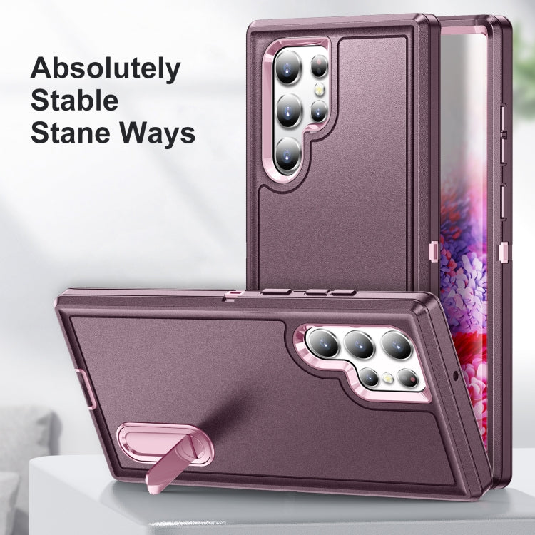 For Samsung Galaxy S22 Ultra 5G 3 in 1 Rugged Holder Phone Case