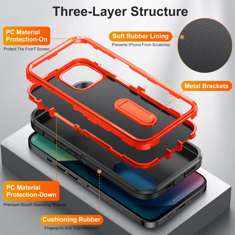 For iPhone 13 mini 3 in 1 Rugged Holder Phone Case