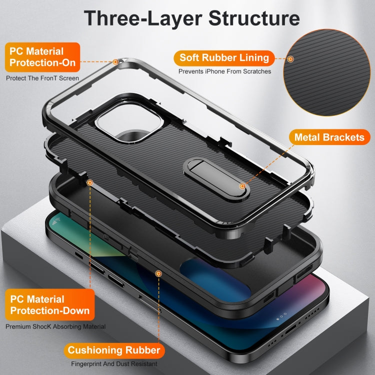 For iPhone 13 mini 3 in 1 Rugged Holder Phone Case