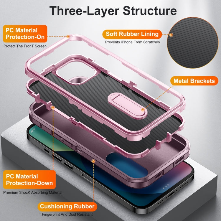 For iPhone 13 mini 3 in 1 Rugged Holder Phone Case
