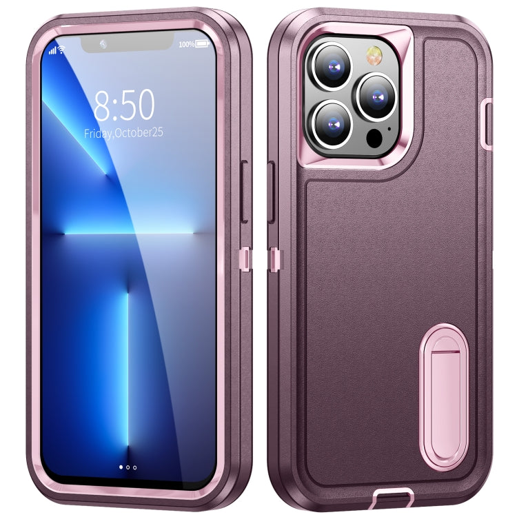 For iPhone 13 Pro Max 3 in 1 Rugged Holder Phone Case