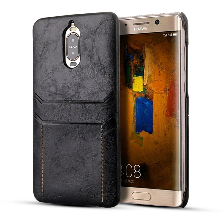 For Huawei Mate 9 Pro Calf Texture PU + PC Protective Case with Card Slots(Black)