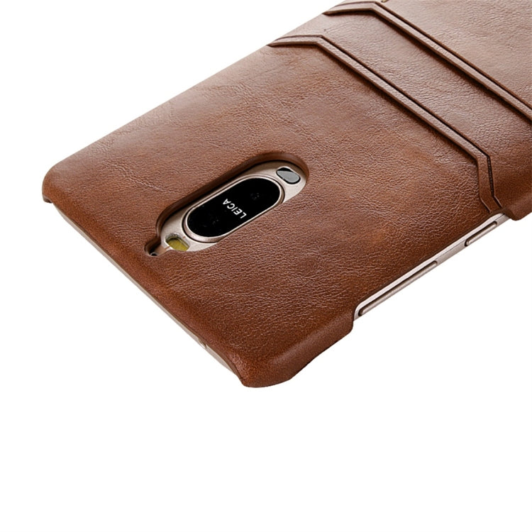 For Huawei Mate 9 Pro Calf Texture PU + PC Protective Case with Card Slots(Black)